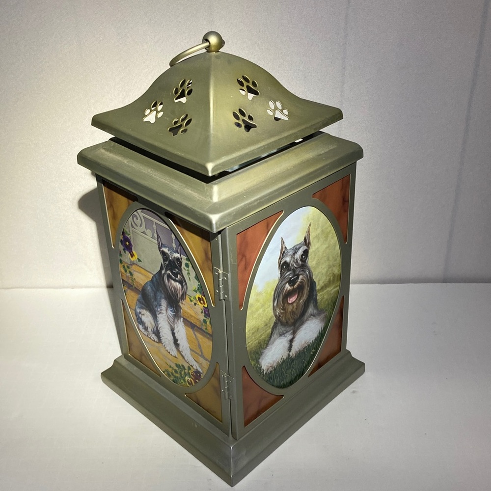 The Miniature Schnauzer Lantern by The Danbury Mint Artwork by Christopher Nick
